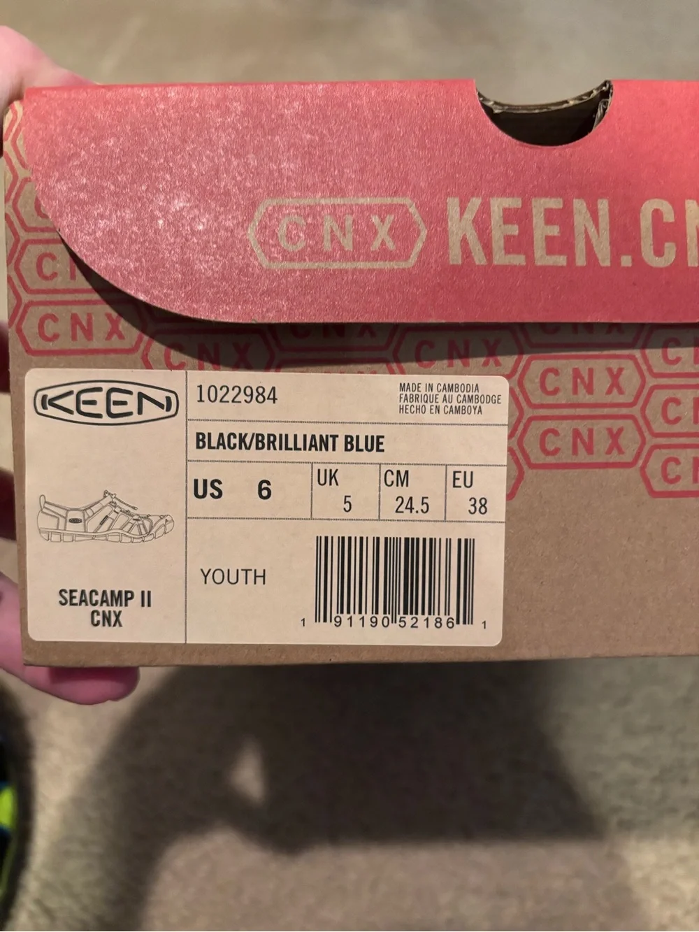 Keen Youth Seacamp II CNX Sandals - Black & Brilliant Blue - size 6